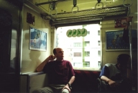 Train journey to next gig, Japan 1999!